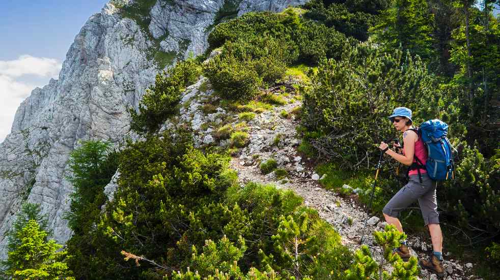 hiking up prisank in triglav national park